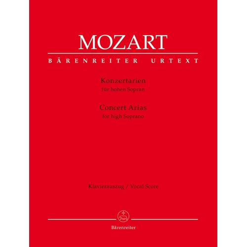 Mozart Concert Arias for High Soprano Vocal Score 144 Pages Urtext Edition