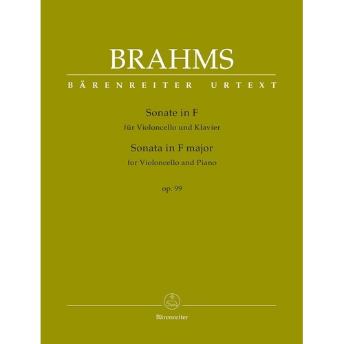 Brahms Sonata F Major Op 99 Cello/Piano (Softcover Book) Urtext Edition Book