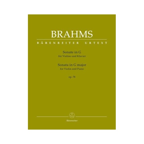 Brahms - Sonata in G Major Op. 78 for Violin and Piano, Urtext Edition, 56 Pages, Publisher: Barenreiter