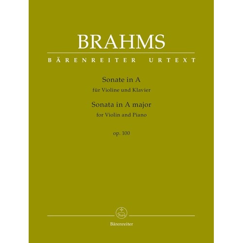 Brahms - Sonata A Major Op 100 Violin/Piano (Softcover Book) Urtext Edition Book