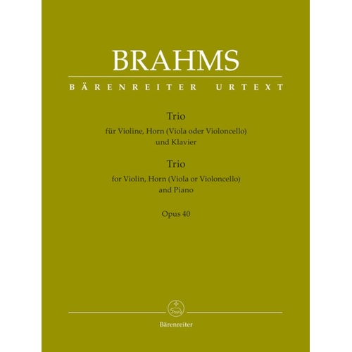 Trio Op 40 E Flat Violin French Horn Piano Urtext Book