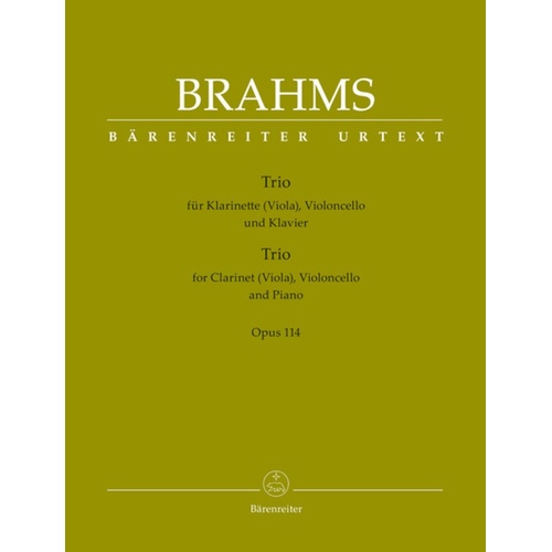 Trio A Min Op 114 clarinet Vc Piano Urtext Book