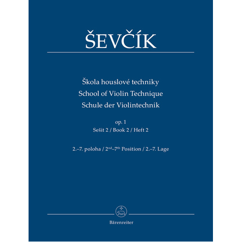 Sevcik School of Violin Technique Op 1 Book 2 - Violin Sheet Music and Technical Exercises for 2nd to 7th Position