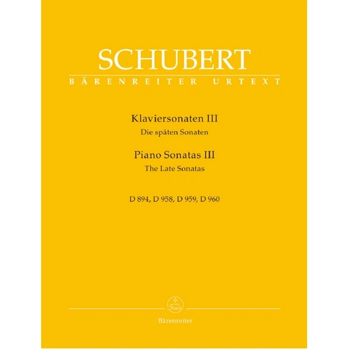 Schubert Piano Sonatas III D894 958 959 960 - Barenreiter BA9644
