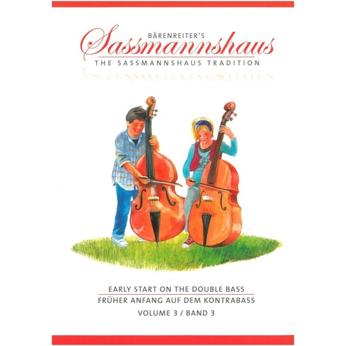 Early Start on the Double Bass Volume 3 by Barenreiter, 64 Pages, Method for Beginners, Sassmannshaus Tradition