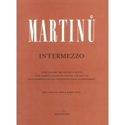 Intermezzo for Violin and Piano by Bohuslav Martinu, Grade 5, Barenreiter Edition