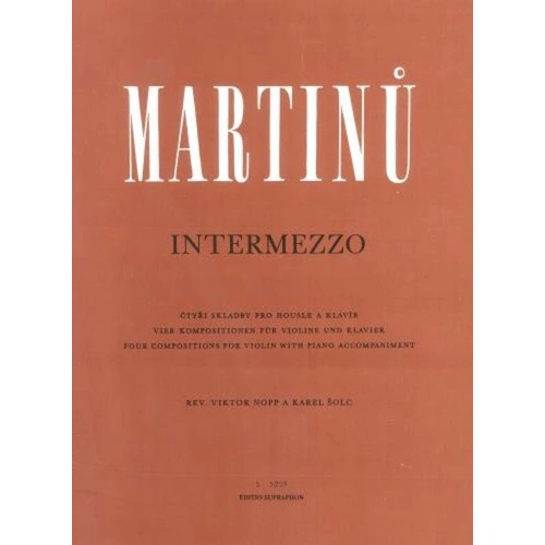 Intermezzo for Violin and Piano by Bohuslav Martinu, Grade 5, Barenreiter Edition