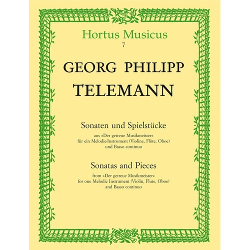 Telemann - Sonatas and Pieces for Violin, Flute, Oboe with Piano, Barenreiter, 35 Pages, Hortus Musicus Series