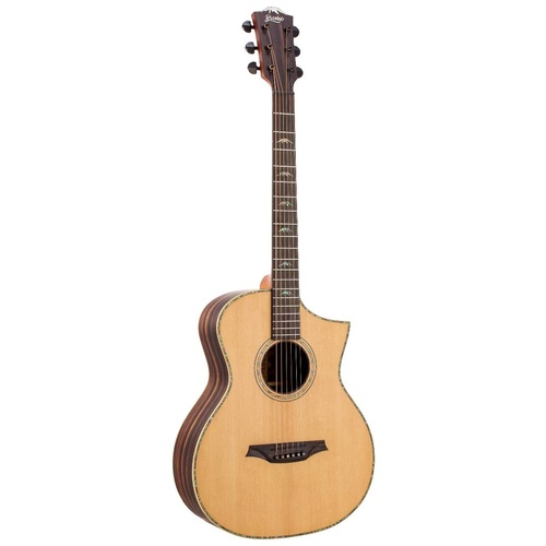 Bromo BAR5CE Rocky Mountain Series All Solid Concert Electric Acoustic Guitar with Gig Bag - Right Handed