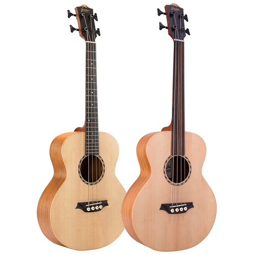 Bromo Tahoma Series Mini Jumbo Electric/Acoustic Bass Guitar, Solid Spruce Top, Mahogany Back, Fishman Sonitone Pickup, Padded Gig Bag Included