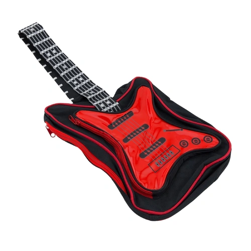 Big Band Kids Guitar Bag - Red and Black with Adjustable Strap and Storage Compartments