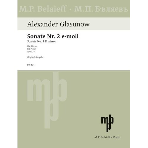 Glazunov - Sonata No 2 E Minor Op 75 Piano (Softcover Book)