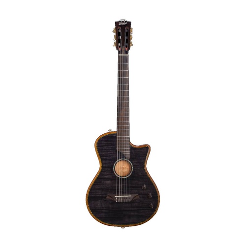 Bromo BEN2C Fusion Craft Series Electric Nylon String Classical Guitar Trans Black with Pickup & Cutaway