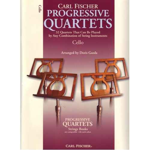 Progressive Quartets for Strings - Cello by Doris Gazda, 48 Pages, String Quartet, Carl Fischer