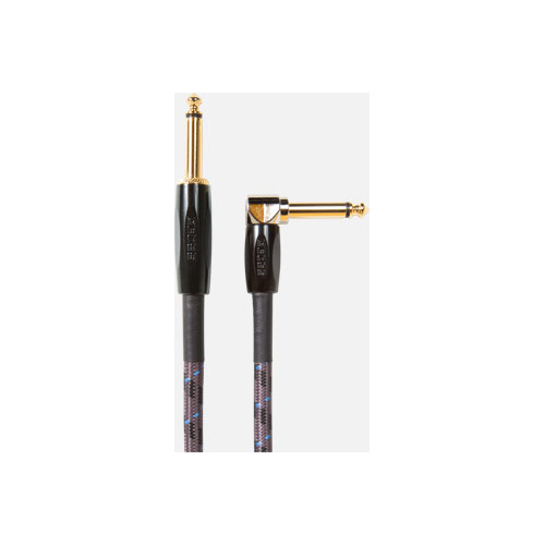 BOSS BIC-15A Instrument Cable 15ft - Angled/Straight 1/4-inch Connectors, Studio-Grade Oxygen-Free Copper Core