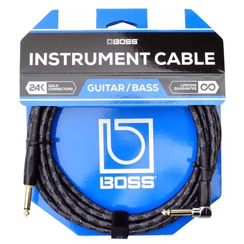 BOSS BIC25A Instrument Cable 25ft Straight to Right Angle