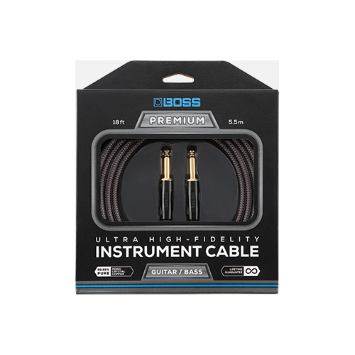 BOSS BIC-P18 Premium 18ft Instrument Cable - High-Fidelity SS Connectors for Guitar & Bass