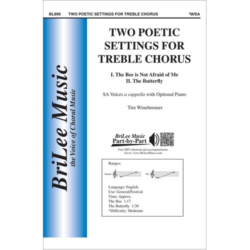Two Poetic Settings For Treble Chorus SA A Cappella (Octavo) Book