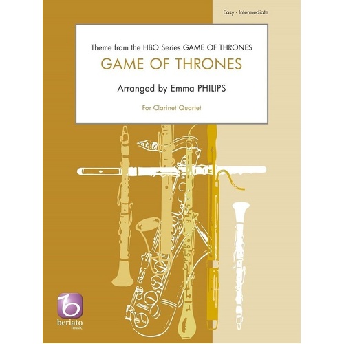 Game of Thrones Theme for Clarinet Quartet by Ramin Djawadi, Arranged by Emma Philips