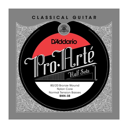 D'Addario BNN-3B Pro-Arte 80-20 Bronze on Nylon Core Classical Guitar Half Set, Normal Tension