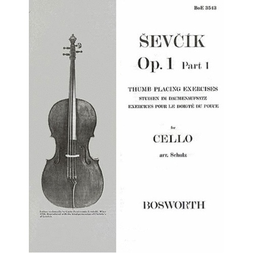 Sevcik Cello Studies Op. 1 Part 1 by Otakar Sevcik, Bosworth, Cello Exercises with Multi-language Instructions