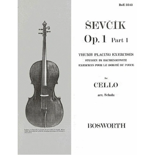 Sevcik Cello Studies Op. 1 Part 1 by Otakar Sevcik, Bosworth, Cello Exercises with Multilingual Instructions
