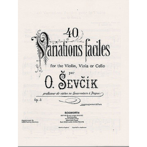 Sevcik 40 Variations Op 3 Piano Accompaniment (Softcover Book)