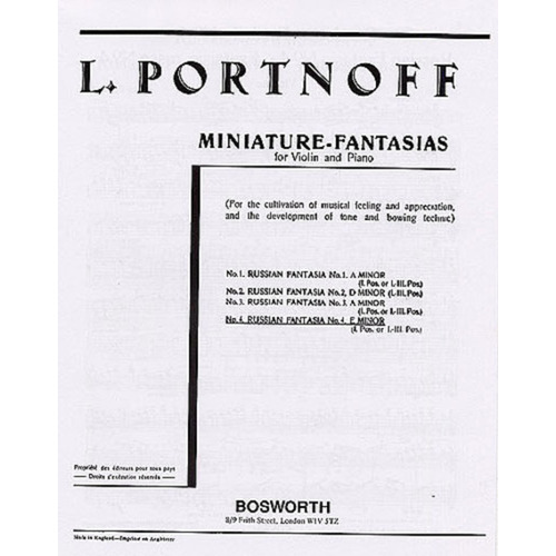 Portnoff - Russian Fantasy No 4 E Minor Violin/Piano (Softcover Book)