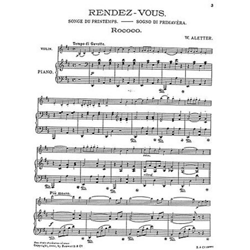 Aletter Rendezvous Violin/Piano(Arc) Book
