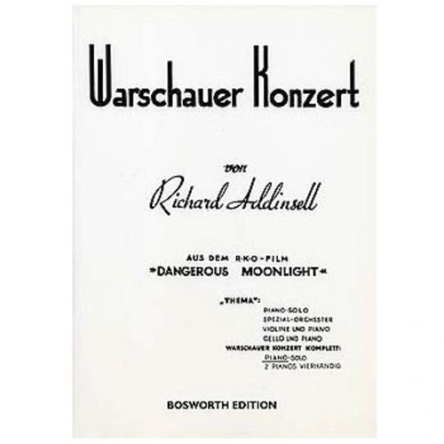 Addinsell - Warsaw Concerto for Piano Solo, Arranged by Henry Geehl, 16 Pages, Bosworth Publisher