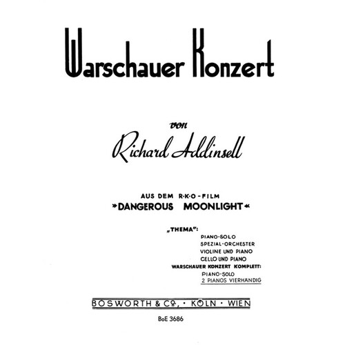 Addinsell - Warsaw Concerto For 2 Pianos 4 Hands (Softcover Book)