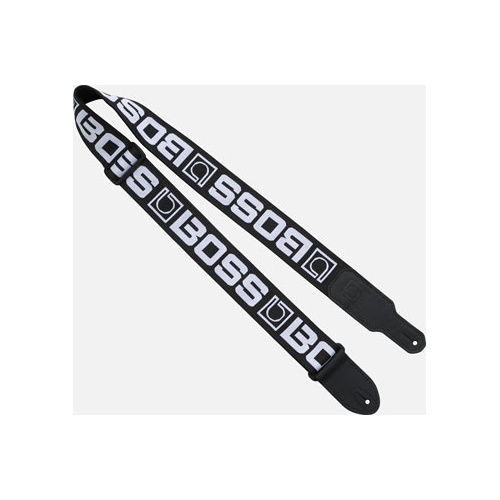 BOSS BSM-20-WB Monogram Guitar Strap - White with Black Logo, 2-Inch Wide Polyester, USA-Made, Iconic Design