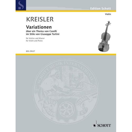 Variations On Theme Corelli Arr Kreisler Violin/Piano Book