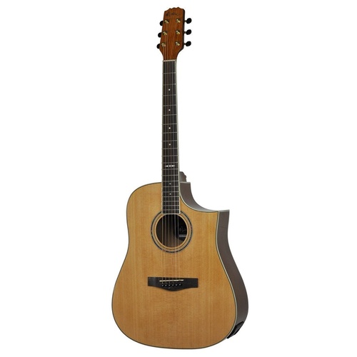 Martinez 'Busker' Acoustic-Electric Dreadnought Cutaway Guitar with Drum Machine (Natural Gloss)
