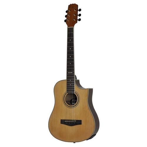 Martinez 'Busker' Acoustic-Electric Small Body Cutaway Guitar with Drum Machine (Natural Gloss)