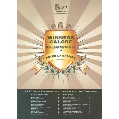 Winners Galore Brass Piano Accompaniment by Peter Lawrance for Baritone, Euphonium, Trumpet - 30 Simple Arrangements
