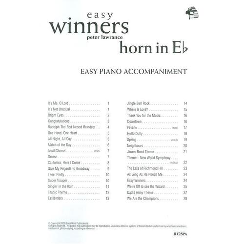 Easy Winners E Flat Horn Piano Accomp (Softcover Book)