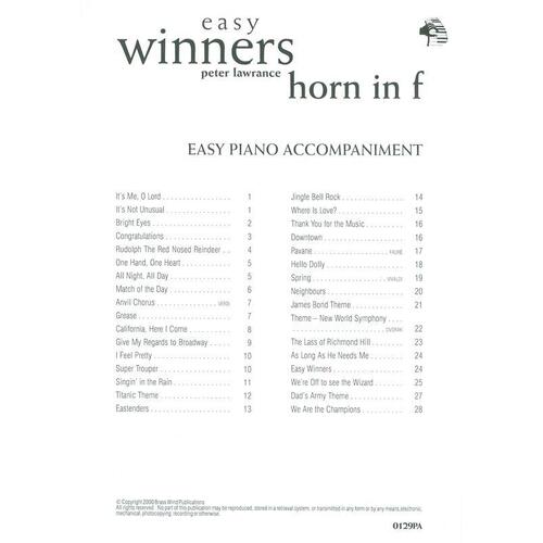 Easy Winners F Horn Piano Accomp (Softcover Book)