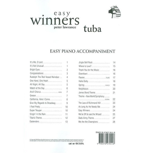 Easy Winners E Flat Bass/Tuba Piano Accompaniment