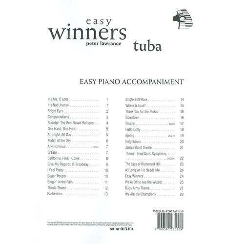 Easy Winners E Flat Bass/Tuba Piano Accomp (Softcover Book)