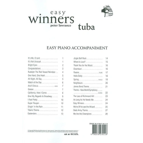 Easy Winners Eb Bass/Tuba Piano Accompaniment by Peter Lawrance