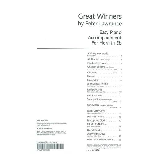 Great Winners E Flat Horn Piano Accomp (Softcover Book)
