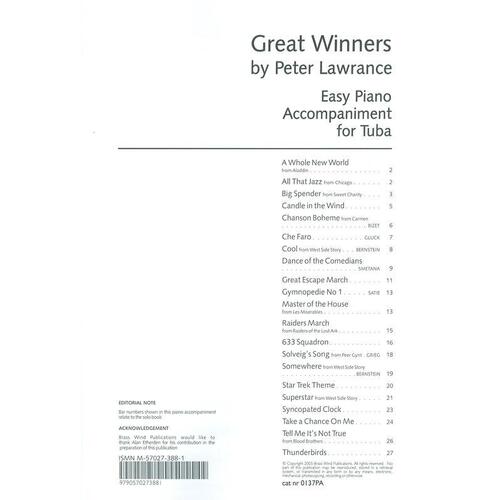 Great Winners For Tuba Piano Accomp (Softcover Book)