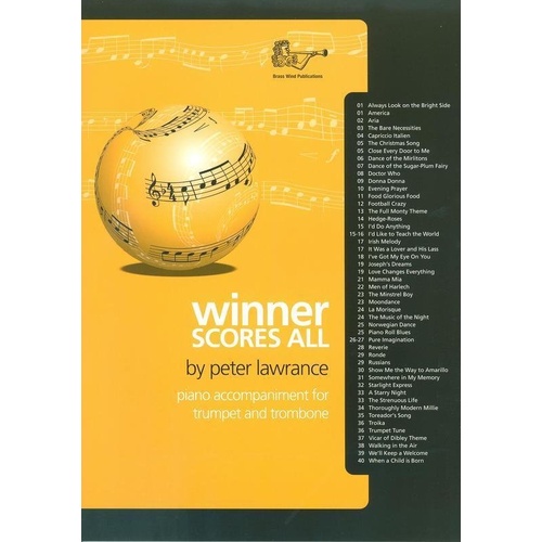 Winner Scores All Brass Piano Accompaniment by Peter Lawrance for Baritone, Euphonium, Trumpet - 48 Arranged Pieces