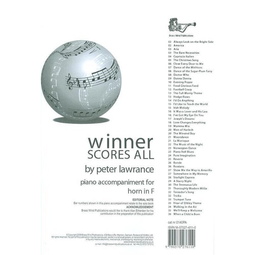 Winner Scores All for F Horn - Piano Accompaniment by Peter Lawrance