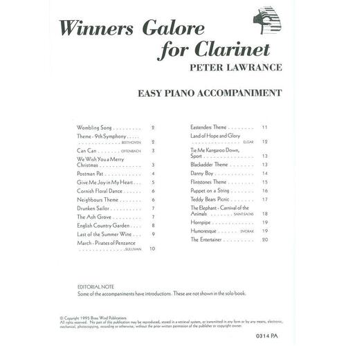 Winners Galore Clarinet Piano Accompaniment (Softcover Book)
