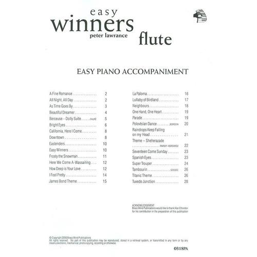 Easy Winners Flute Piano Accomp (Softcover Book)