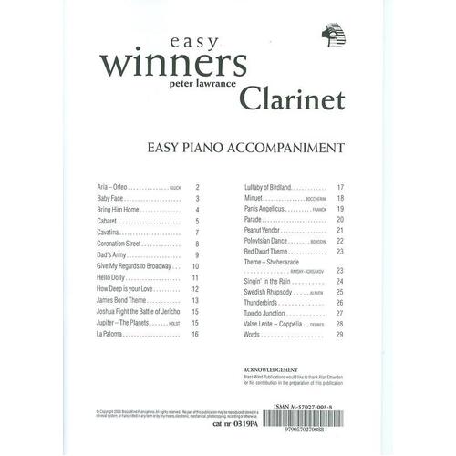 Easy Winners Clarinet Piano Accomp (Softcover Book)