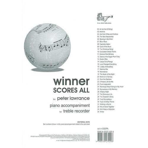 Winner Scores All For Treble Rec Piano Accomp (Softcover Book)