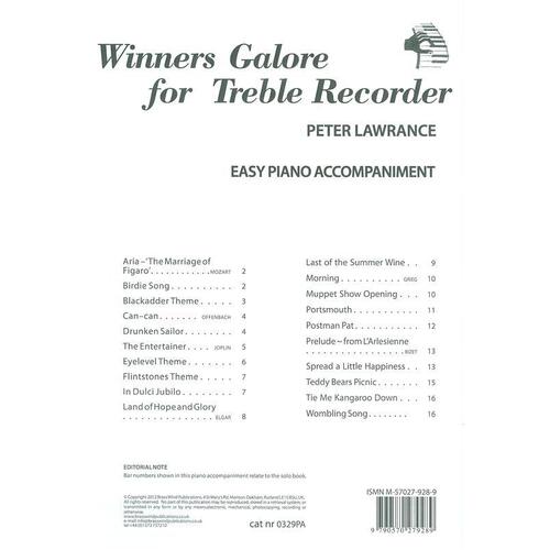 Winners Galore Treble Recorder Piano Accompaniment (Softcover Book)
